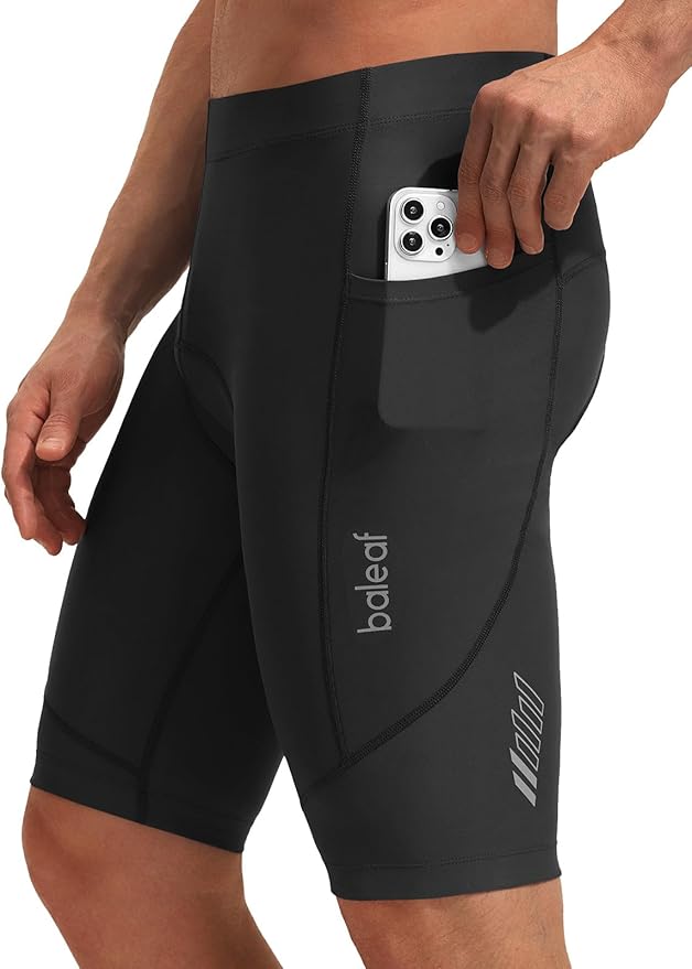 baleaf Men's 4D Padded Bike Shorts Cycling Zipper Pockets Biking Bicycle Mountain Riding Biker Cycle UPF 50+