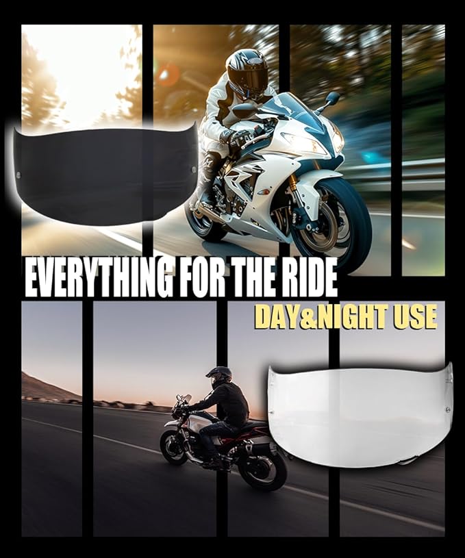 HJ-34P Helmet Visor Replacement for HJC C10.Motorcycle Helmet Shield UV Protection Compatible with HJC C10 (Photochromic Clear/Dlack Black)