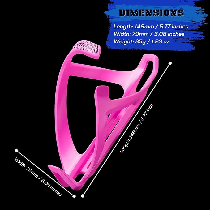 corki Cycles Bike Water Bottle Holder Right Side Load Water Bottle Cage for Road, MTB, Gravel Bicycles Magenta Pink 2 Pack