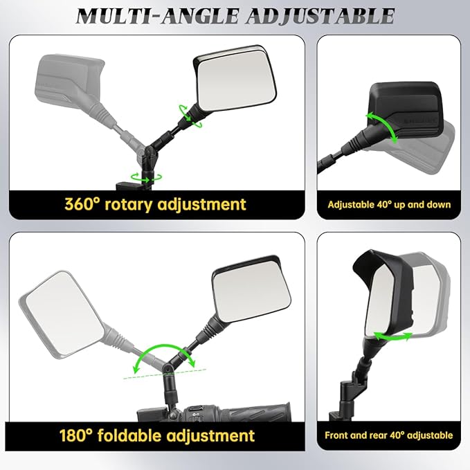 Motorcycle Mirrors,ATV Mirrors (2Pack) with Impact Resistance,Anti-glare with Rainproof,with7/8" Handlebar Mounts,Motorcycle Mirrors for Handlebars fit Suzuki,Honda,Grom,Yamaha,Kawasaki,Ducati