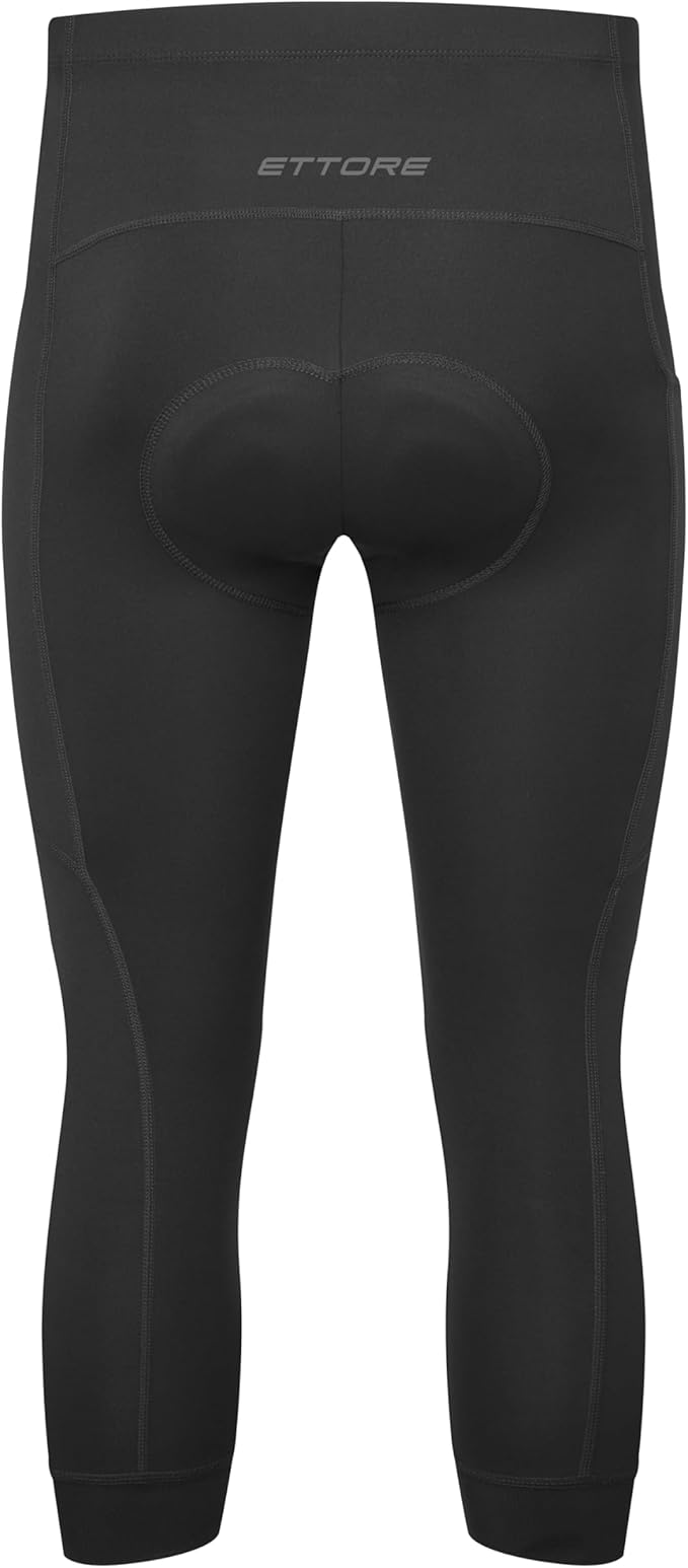 Ettore Mens Padded Cycling Shorts with Pocket Three Quarter Length Breathable Quick Dry Road Bike Bicycle - Dart