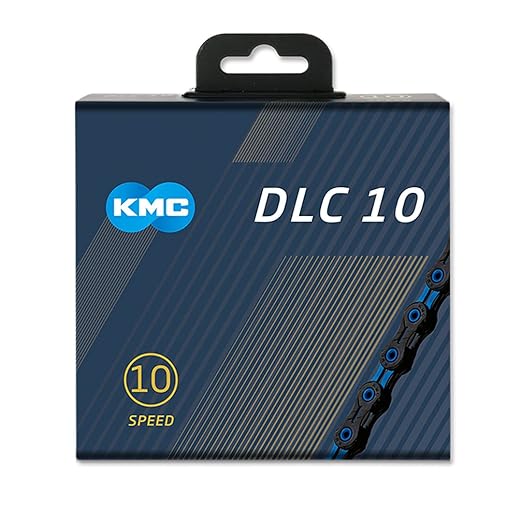 KMC 10-Speed DLC10 Series High-Performance Chain | for Road/Mountain/Gravel | Shimano, SRAM, and Campagnolo Compatible | 116 Links, Missing Link Included | Blue