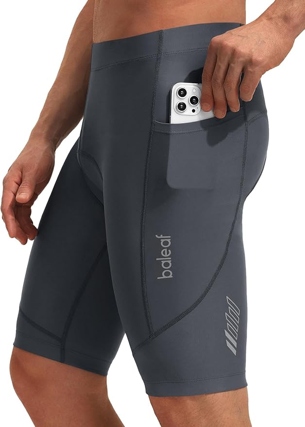 baleaf Men's 4D Padded Bike Shorts Cycling Zipper Pockets Biking Bicycle Mountain Riding Biker Cycle UPF 50+