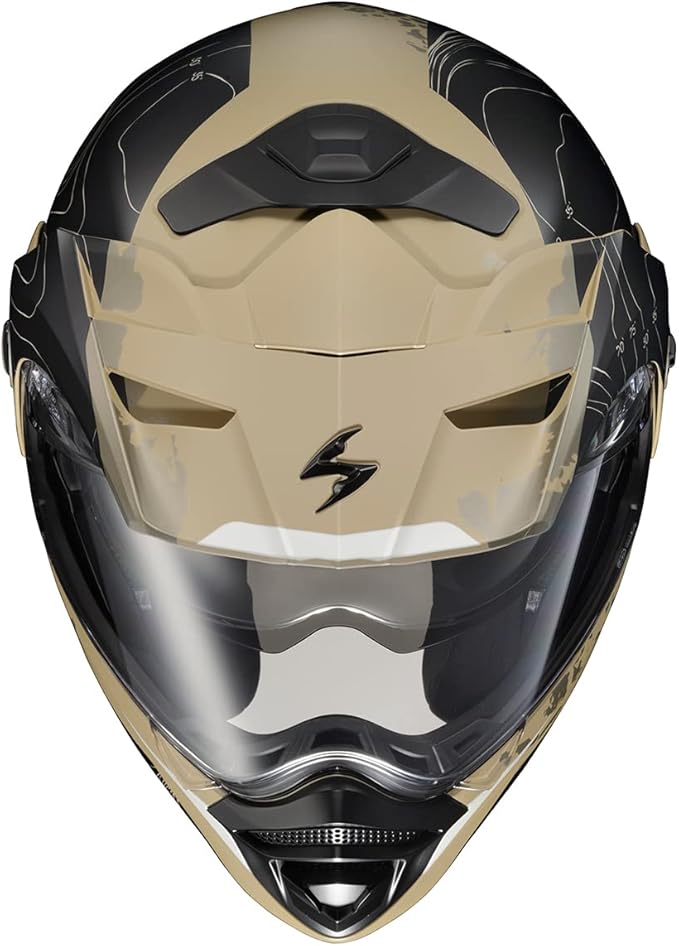 ScorpionEXO AT960 Modular Adventure Street Motorcycle Helmet with Bluetooth Ready Speaker Pockets DOT ECE Approved Topographic (Sand Large)