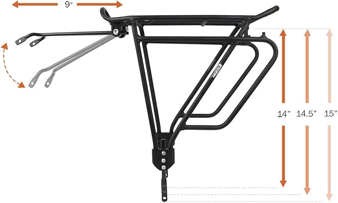 Ibera PakRak Touring Bicycle Seatpost/Disc/Non/Disc Rack and Quick Release Bag (Non-Disc Brake Rack + Trunk Bag with Expandable Panniers)
