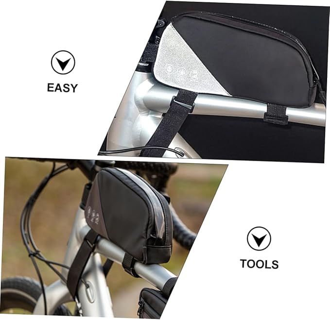 Milisten Waterproof Bike Frame Bag Reflective Cycling Top Tube Storage Pouch for Mountain and Road Bicycles Sturdy Bicycle Accessories for Easy Access to Phones and Essentials