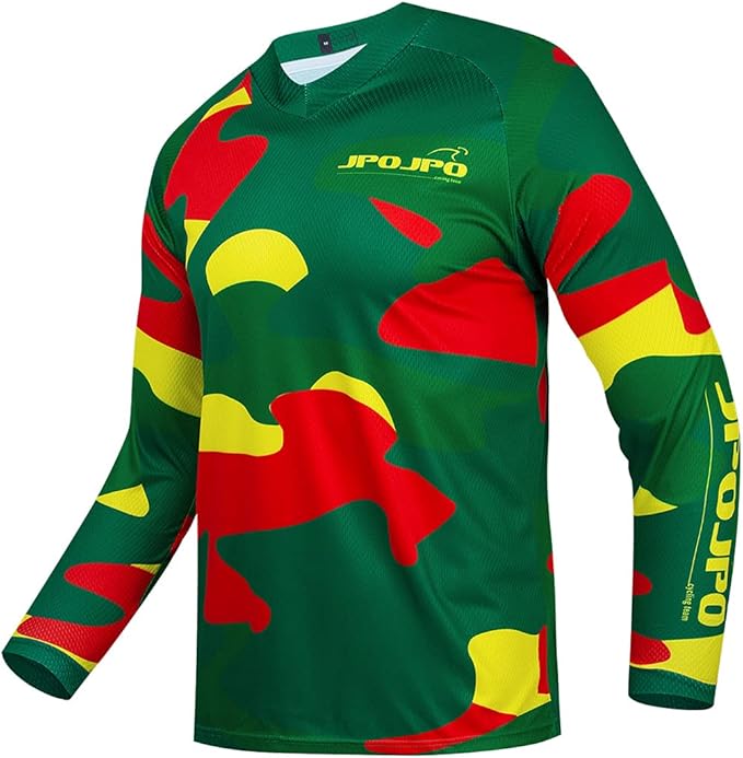 Men's Mountain Bike Jersey Long Sleeve MTB Off-Road Motocross Jersey Quick Dry Downhill&Motocross Shirts