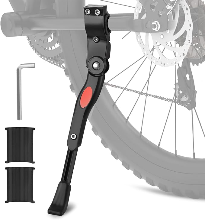 Adjustable Bike Kickstand Compatible with Nishiki, Bicycle Side Kickstand, Aluminum Alloy Bike Kick Stand, Easy to Install, for 22 24 26 Inch Mountain Bikes, MTB and Road Bikes Accessories, Black