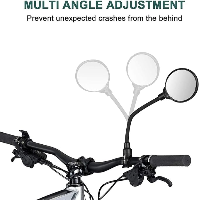 Bike Mirror, Bike Rearview Mirror Handlebar Convex Rear View Mirror Adjustable Rotatable Scratch Resistant Shockproof Safety Mirror Universal for Mountain Road Bike Bicycle E-bike Motorcycle(2PCS)