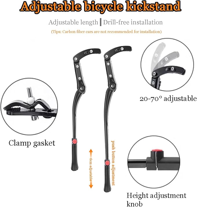 Bike Kickstand for Trek 4500 2007, Adjustable Kickstand Foot Side Stand Support, Aluminum Rear Side Bicycle Stand for Bike with Non-Slip Rubber Foot, B