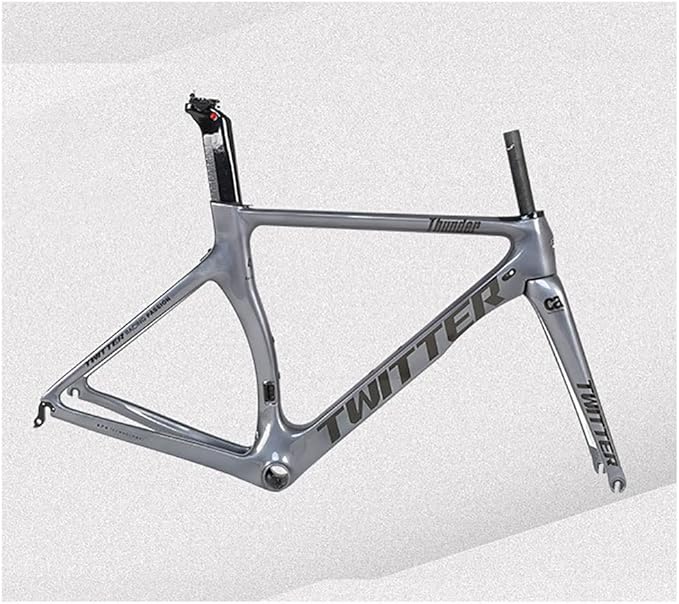 Carbon Fiber Road Bike Frameset 46/48/50/52/54cm Wind Breaking Racing Frame Internal Routing C Brake Frame Set QR 100mm/130mm (Color : Dark Gray, Size : 54cm)