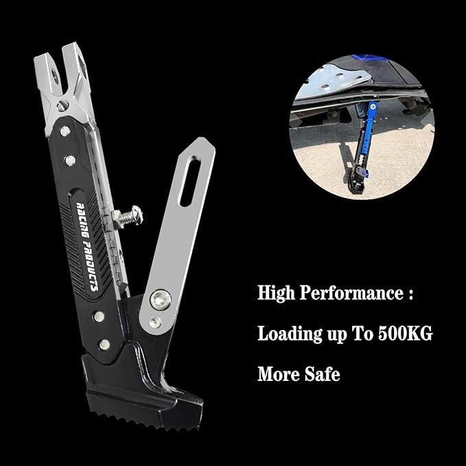 Motorcycle Universal Kickstand Adjustable Modified CNC Aluminum Alloy Adjustable Tripod Holder Kickstand Foot Side Support Stand Motor Scooter Motorbike Motocross Electric Dit Pit Bike （Red) (silver)