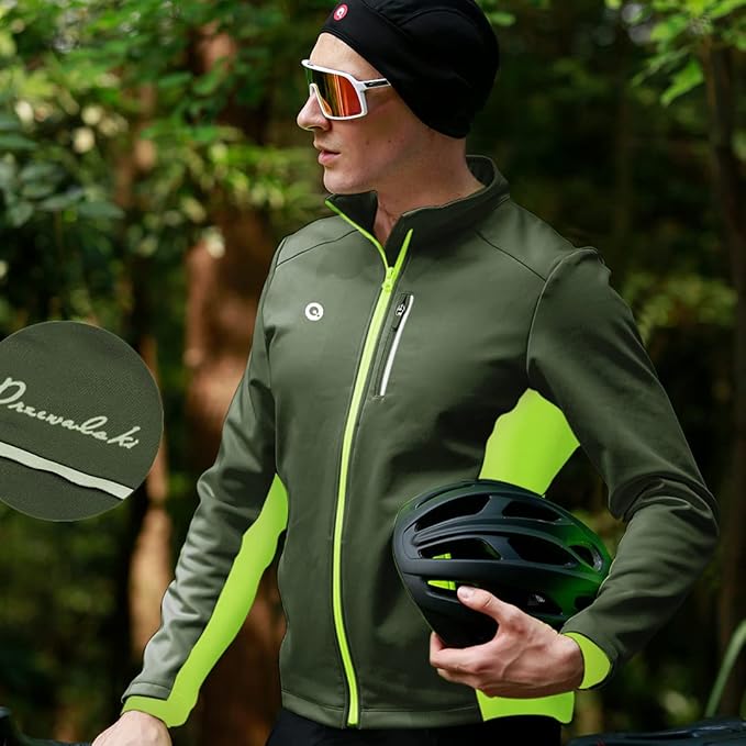 Przewalski Cycling Bike Jackets for Men Winter Thermal Running Jacket Windproof Breathable Reflective Softshell Windbreaker