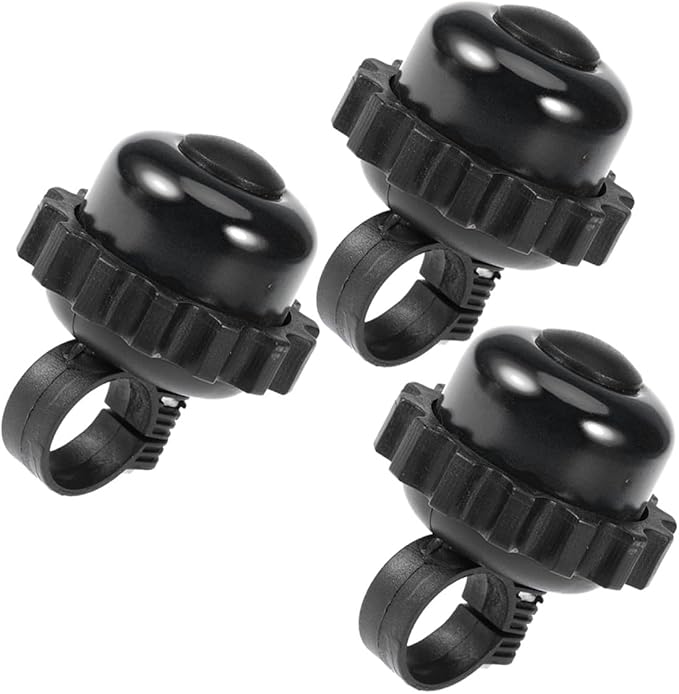 VOSAREA 3pcs Rotating Bike Bell Horn Set, Loud Black Vintage Bicycle Bell Accessories for Cycling Safety and Handlebar Mounting