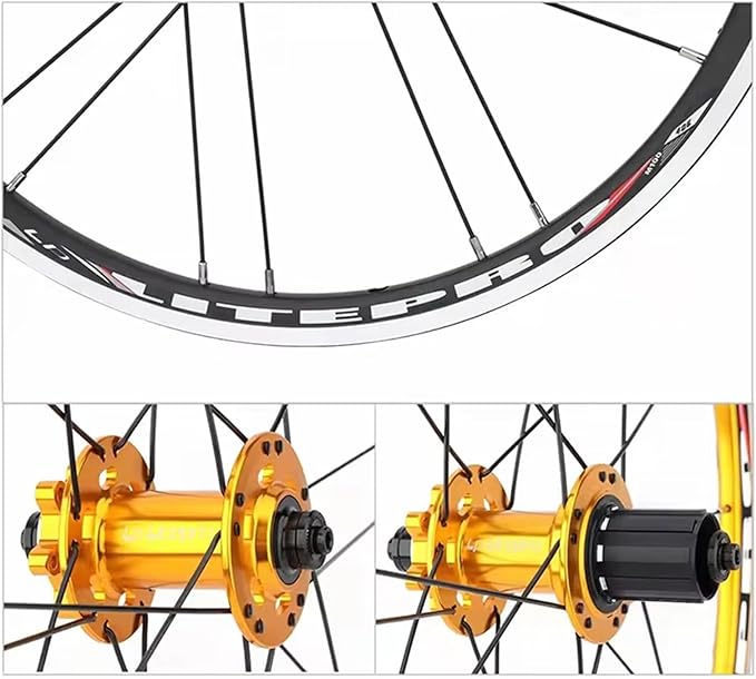 Bike BMX Folding Wheelset, Disc/V Brake QR Aluminum Alloy Double Wall Rims, 20in 22in Cycling Wheel Parts Accessories
