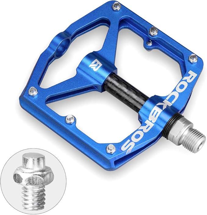 Rock BROS Mountain Bike Pedals Flat Bicycle Pedals 9/16 Lightweight Road Bike Pedals Carbon Fiber Sealed Bearing Flat Pedals for MTB