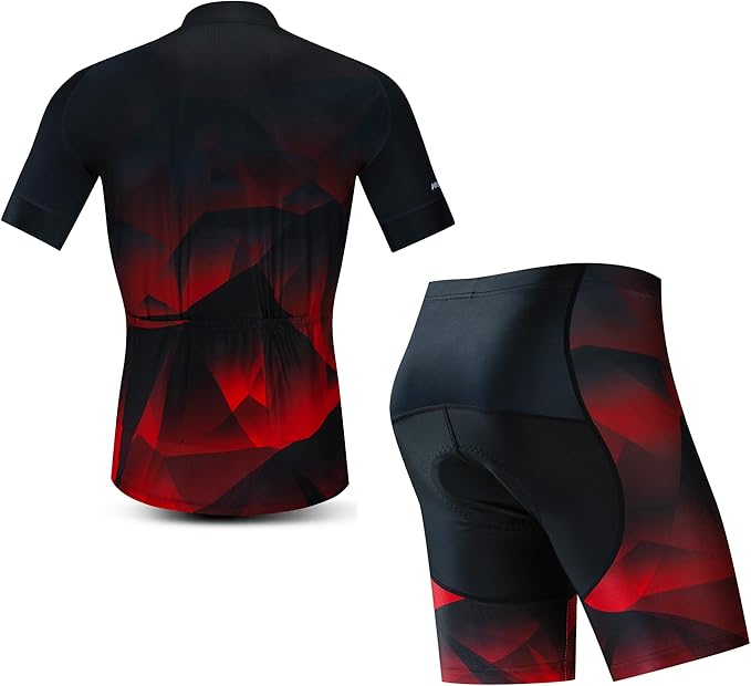 JPOJPO Cycling Jersey Men Set Bike Shirt Kit Short Sleeve Clothing Tops+5D Padded Shorts Summer Breathable Quick-Dry S-3XL
