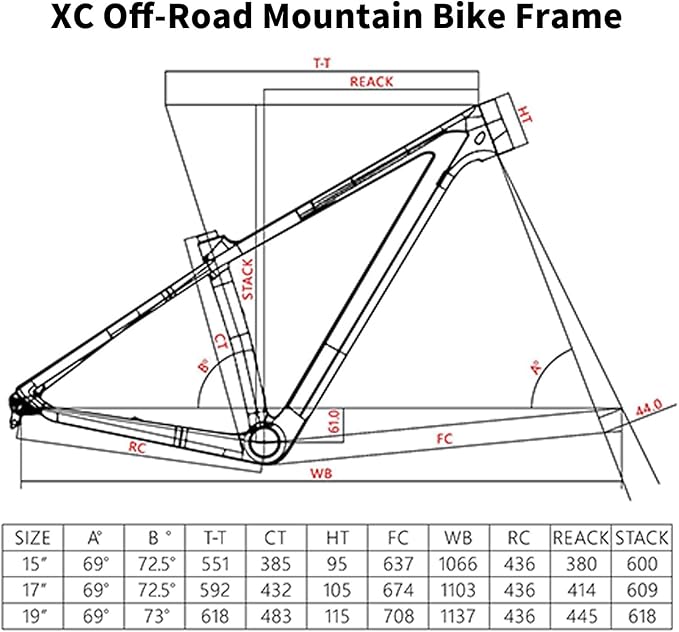 Mountain Bike Hardtail Disc Brake Frame 27.5er 29er Carbon Fibre Rigid Frame 15/17/19in Thru-Axle Frame 142mm/148mm XC Cyclocross Bikes Frame Full Internal Routing(29 * 15"_142MM)