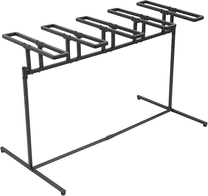 Heavy Duty Bike Stand for Indoor Riding & Outdoor Storage – 5-Slot Freestanding Bicycle Parking Rack with Adjustable Height, Iron Construction, Max Load 220 lbs for Garage, Basement, Park