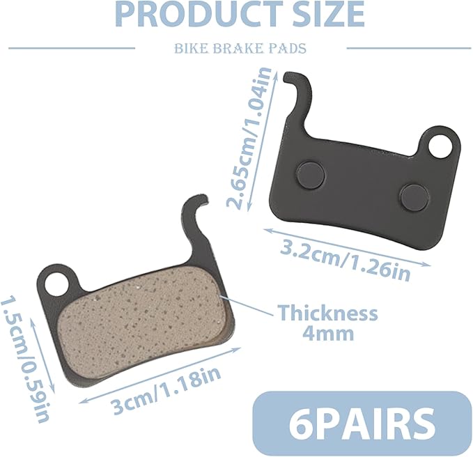 6 Pairs Bike Brake Pads Compatible with Shimano Deore XT XTR LX SLX Hone Alfine Saint Bicycle Disc Brake Pads Replacement Ebike