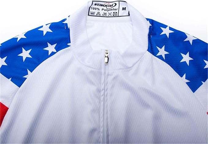 JPOJPO USA Cycling Jersey Men Short Sleeve Bike Shirts Biking Jersey Summer American Bicycle Tops with 3 Pockets Reflective