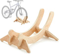 1 Pack Wooden Stationary Bike Floor Stand Bicycle Indoor Storage 4 Adjustable Sizes Fit Commuter, Mountain, Road, Gravel Bikes Etc, Bike Wheel Wooden Display Stop Suitable for Home (Solid)