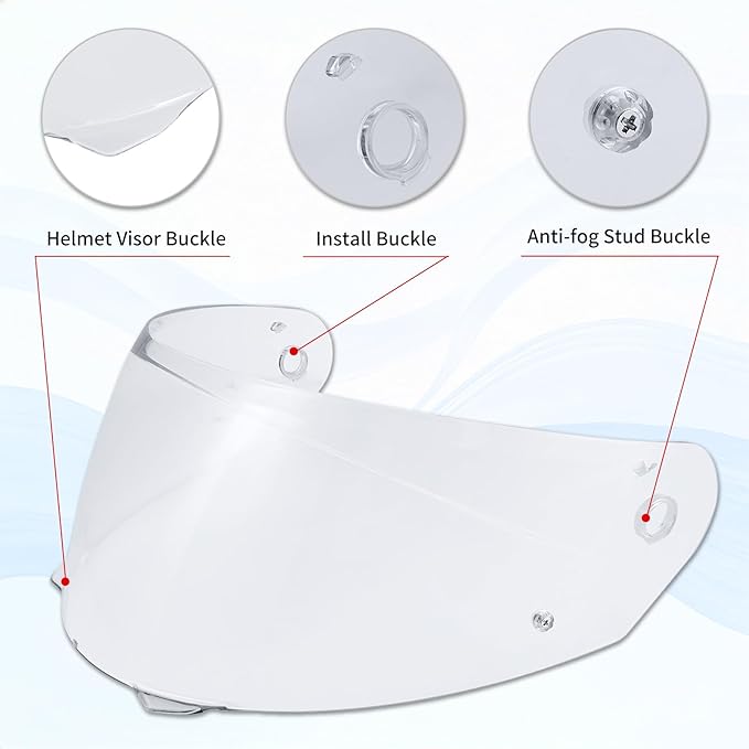 VCOROS I90 Helmet Shield Replacement, I90 Helmet Visor Shield Compatible with HJ-33 I91 Motorcycle Helmet Accessories (Clear)