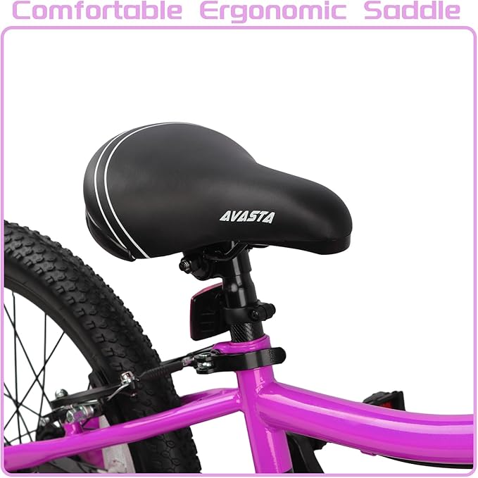 AVASTA Bilbo 18 20 24 Inch Kids Bike for Boys Girls 5-14 Years Old, Retro Style High Carbon Steel Bicycle with Adjustable Handlebars and Seat, Dual V-Brakes, Kickstand, Multiple Colors