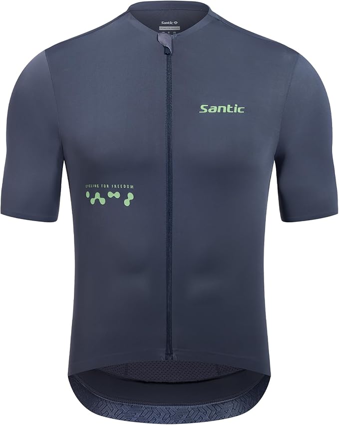 Santic Men's Cycling Jersey Short Sleeve Tops Bicycle Bike Shirt Full Zipper UPF 50+ Bicycle Jersey with Pockets