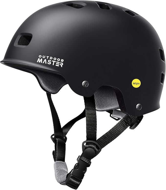 OutdoorMaster MIPS Skateboard Cycling Helmet for Adults - Lightweight, Ventilated Multi-Sport Helmet with Two Removable Liners for Scooter, Roller Skating, Inline Skating, Rollerblading