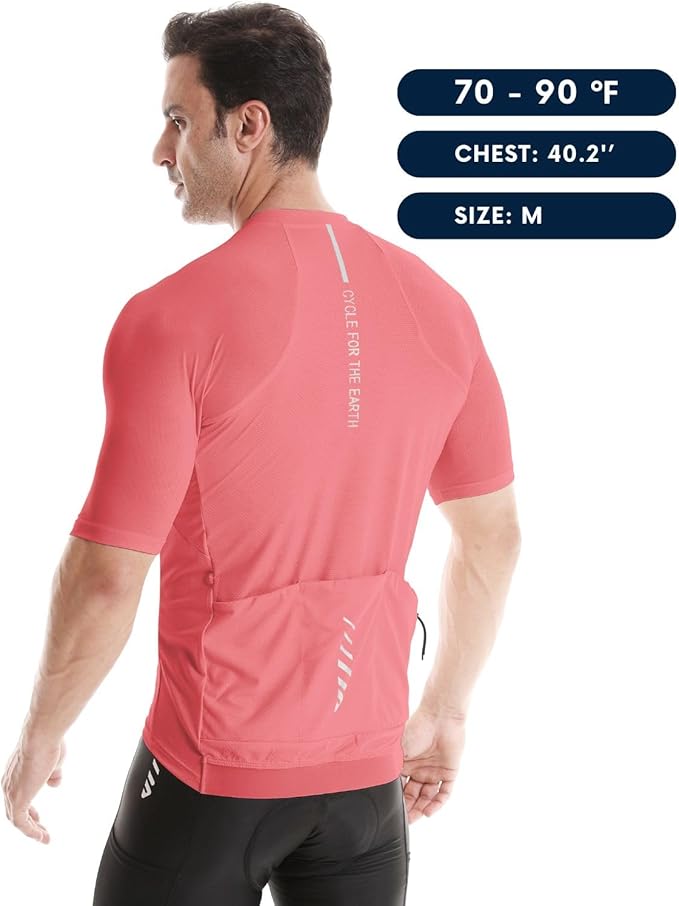 Wulibike Cycling Jersey Men Short Sleeve, Road Bike Shirts 1/4 Zipper with Pockets, Bicycle Clothing Breathable Quick Dry