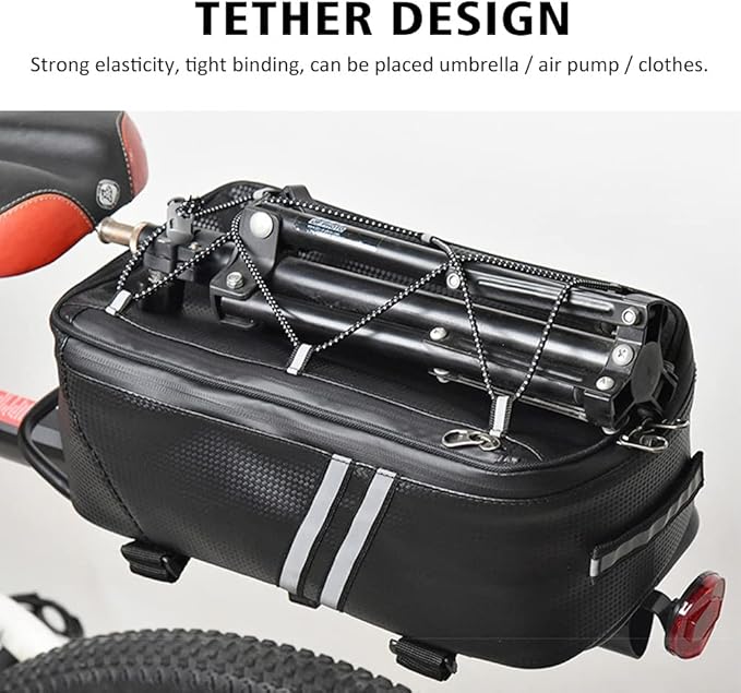 Tookie 8L Rear Carrier Luggage Bike Bag, Waterproof PU Leather Bicycle Rear Seat Cargo Bag Luggage Bike Bag Bicycle Saddle Bag with Rain Cover, Easy to Install
