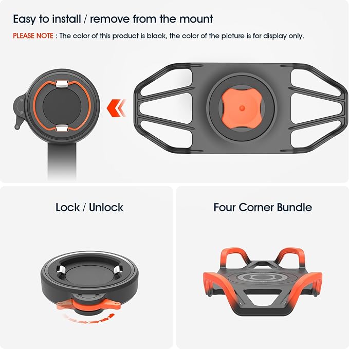 Bike Handlebar Phone Mount with Shockproof Silicone Grip – Quick-Lock Aluminum Out-Front Holder with Dual Safety Buckles & Elastic Strap, Fits 4.0”–6.7” Phones – Secure Fit for Road & Urban Rides