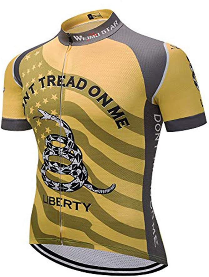 Cycling Jersey Short Sleeve USA Style Bike Tops with Pocket Reflective Stripe