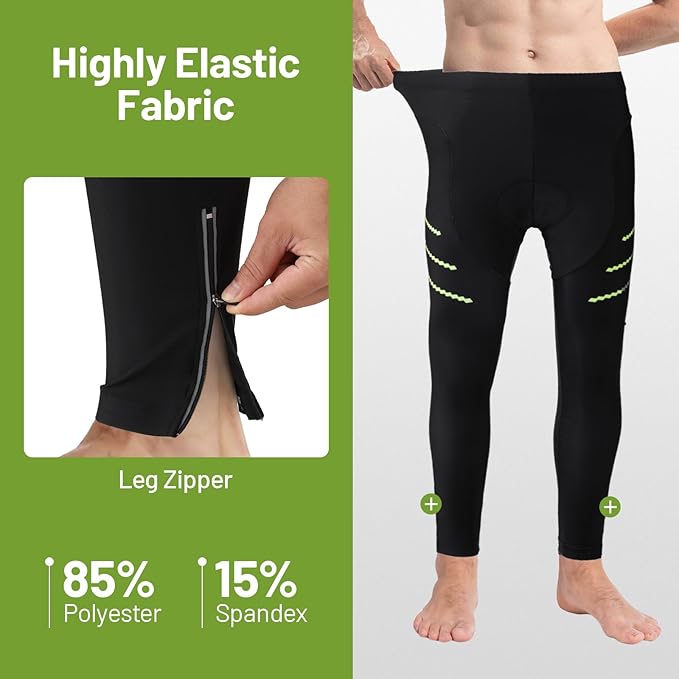 Men's Cycling Shorts, Padded Bicycle Riding Pants Bike Shorts Biking Clothes Cycle Wear Tights