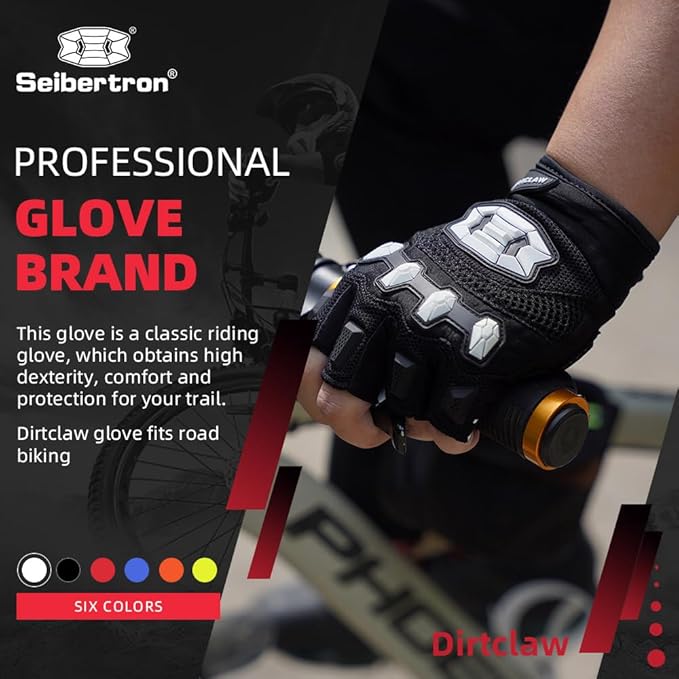 Seibertron Unisex BMX MX ATV MTB Racing Mountain Bike Bicycle Cycling Off-Road/Dirt Bike Gloves Road Racing Motorcycle Motocross Sports Gloves Touch Recognition Full Finger Glove