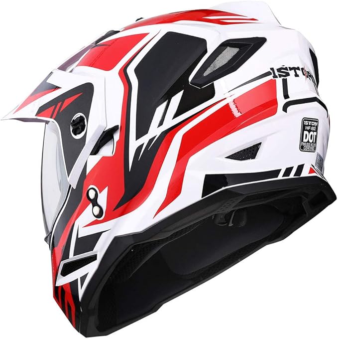 1Storm Dual Sport Motorcycle Motocross Off Road Full Face Helmet Dual Visor: HF802