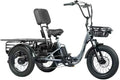 Folding Electric Tricycle for Adults 2 Seater, 22MPH 100 Miles 4" Wide Fat Tire Electric Trike, 3 Wheel Electric Bike 1200W, 48V 20AH Battery, 550LBS Load, Reverse, Parking, Differential, UL Certified
