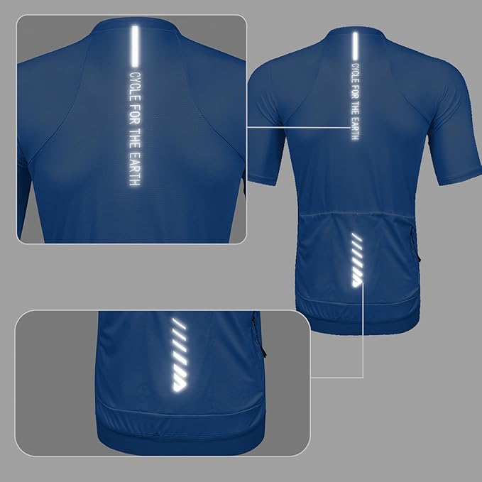 Wulibike Cycling Jersey Men Short Sleeve, Road Bike Shirts 1/4 Zipper with Pockets, Bicycle Clothing Breathable Quick Dry