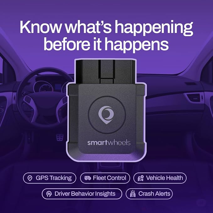 SmartWheels Real-time GPS Tracker|1-Month Free App Subscription Included| Location Tracking | Geo-Fencing| Driving & Vehicle Health Monitoring | Accident Alerts| for Families & Fleets|