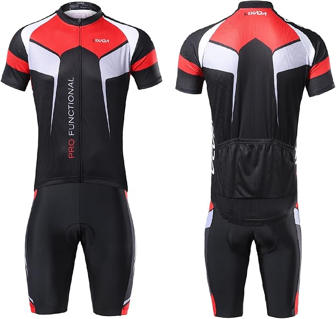 Lixada Men's Cycling Jersey Short Sleeve with Padded Shorts Quick-Dry Summer Short Bike Clothing Bicycle Shirts Pants Set