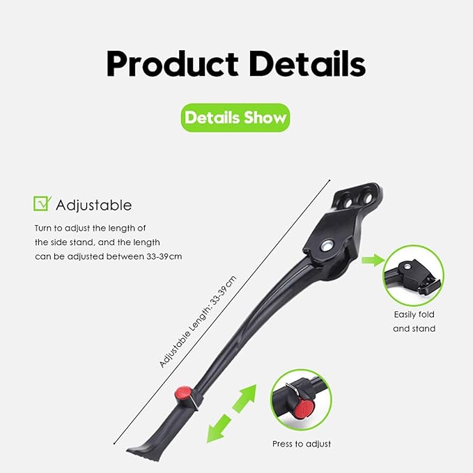 Adjustable Bike Kickstand Aluminum Alloy Anti Slip Footrest Bicycle Single