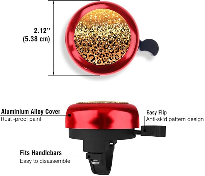 WIRESTER Red Aluminum Round Bike Bell, Classic Ring Bicycle Bell, Bike Accessories Bell Ring for Adults Kids Girls Boys