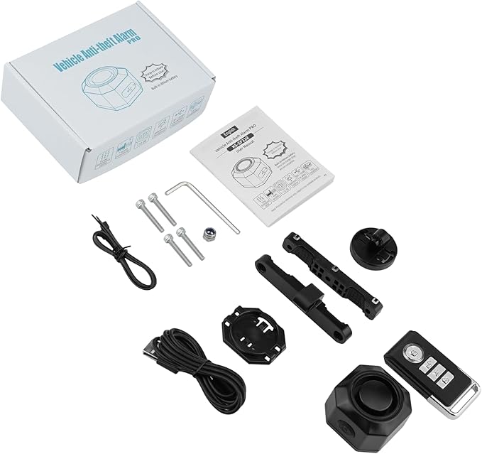 Cruxer Bike Alarm with Saddle Bracket, USB Rechargeable Wireless Anti-Theft Vibration Alarm, IP54 Waterproof, 110db Volume and Sensitivity Adjustable Sensor Burglar System with Remote