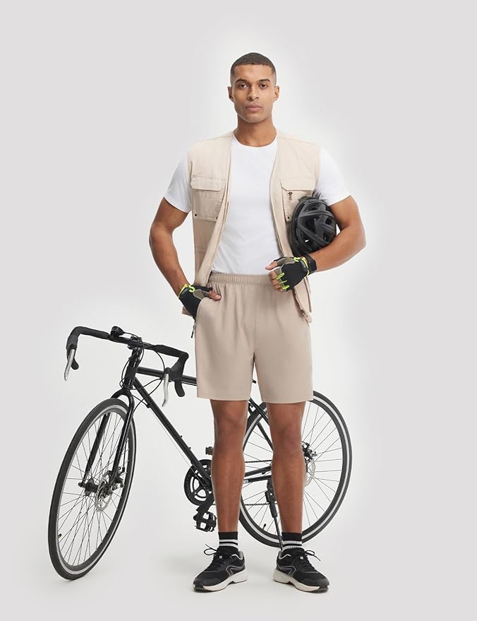 baleaf Men's 7" Mountain Bike Shorts 4D Padded Loose-fit MTB Cycling Riding Bicycle Biker Short Zipper Pockets