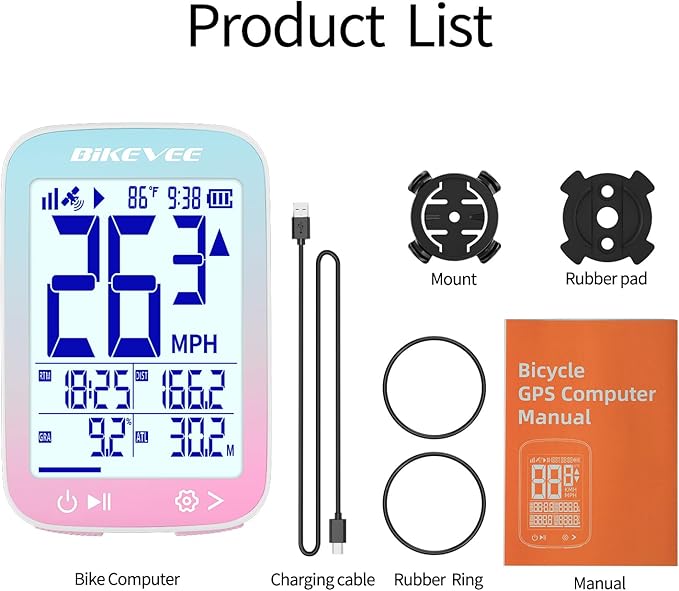 Bike Speedometer GPS Wireless Cycling Computer – Auto Start/Stop, Auto Backlight, Waterproof Bicycle Odometer MPH KM/H, 2.4" LCD Display
