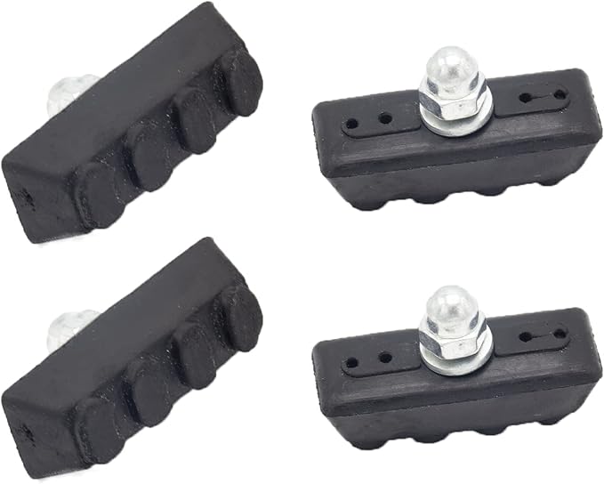 2 Pair Bike Brake Pads, Rubber V-Brake Pads for Mountain & Road Bicycles, Quiet & Non-Skid Cycling Accessories for Enhanced Safety