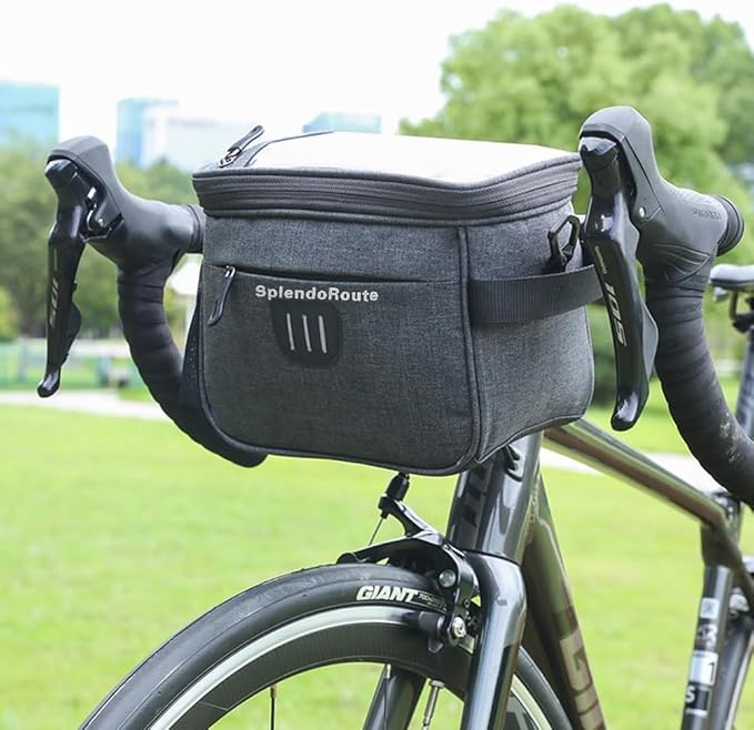 Handlebar Bag With 6.5" Phone Holder - Bicycle Front Shoulder Bag, Bike Basket Storage With Detachable Strap for MTB Road Bike
