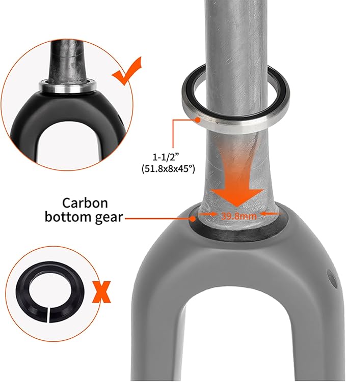 BUCKLOS 700c Carbon Fiber Rigid Matte Road Bike Fork & 44-56mm Black Headset