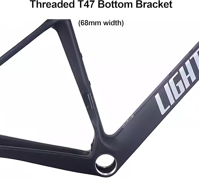 46/49/52/54/56/58cm Road Bike Frameset 700C Carbon Fibre Frame Frame 12x142mm Thru Axle Disc Brake Quick Release Frame(420x100mm,54cm)
